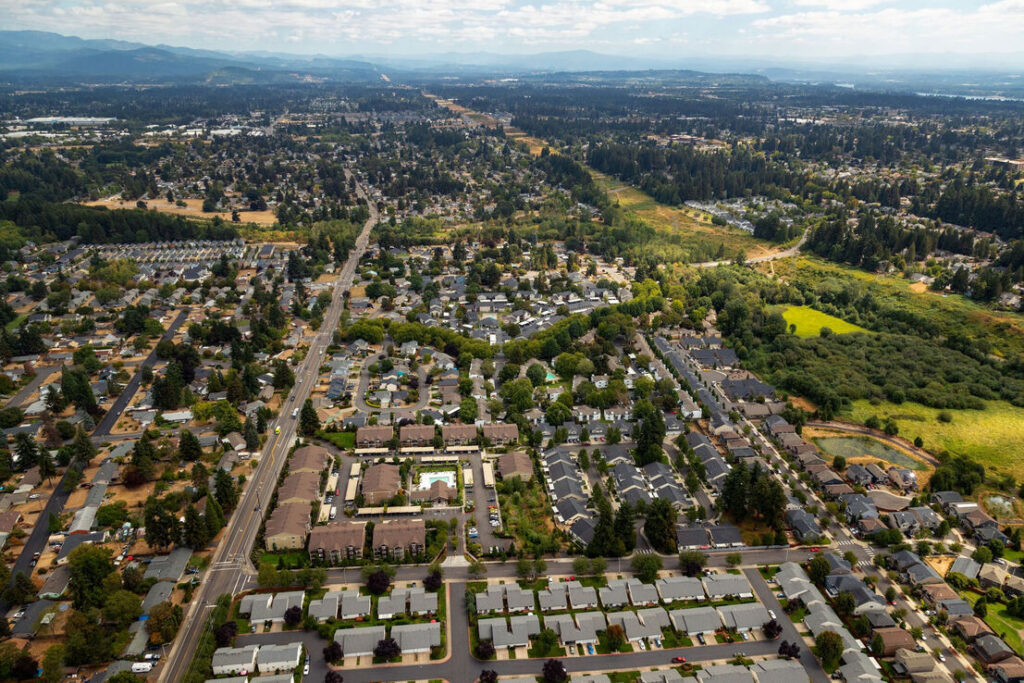 aerial view of neighborhood