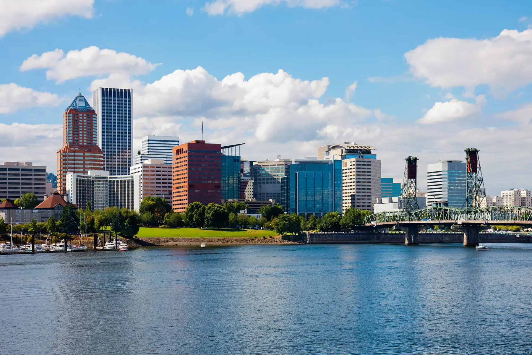 City skyline with water in the foreground